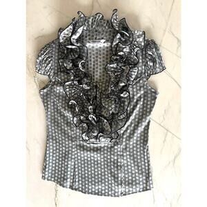 Y2K Vintage Jabot Ruffle pre-loved 
Top by Aras, Euro Size 38/US size 6-ish